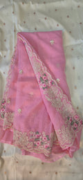 Mint Green Organza Saree with Embroidered Silk Blouse