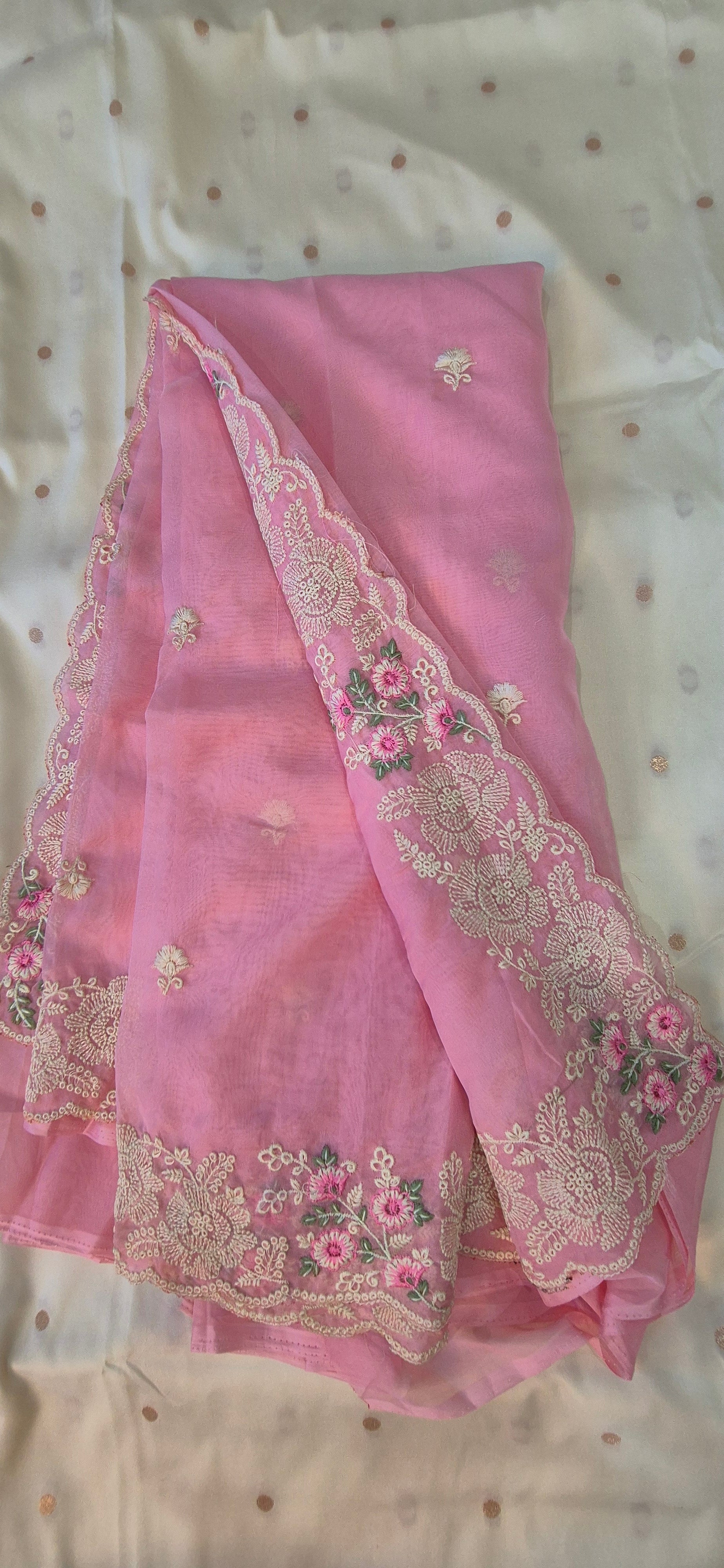 Mint Green Organza Saree with Embroidered Silk Blouse