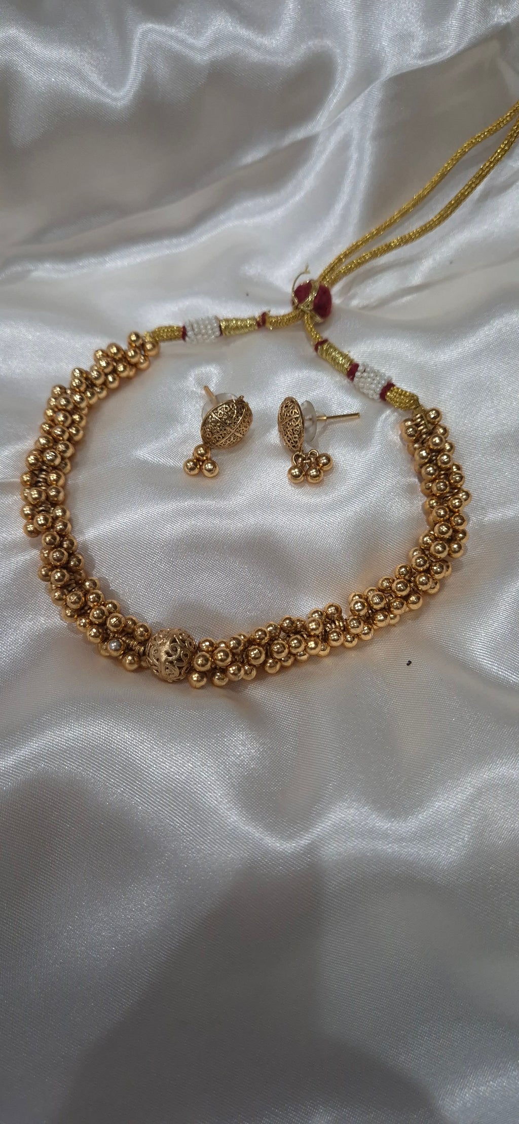 Gold Ball Ghungroo Choker Necklace Set