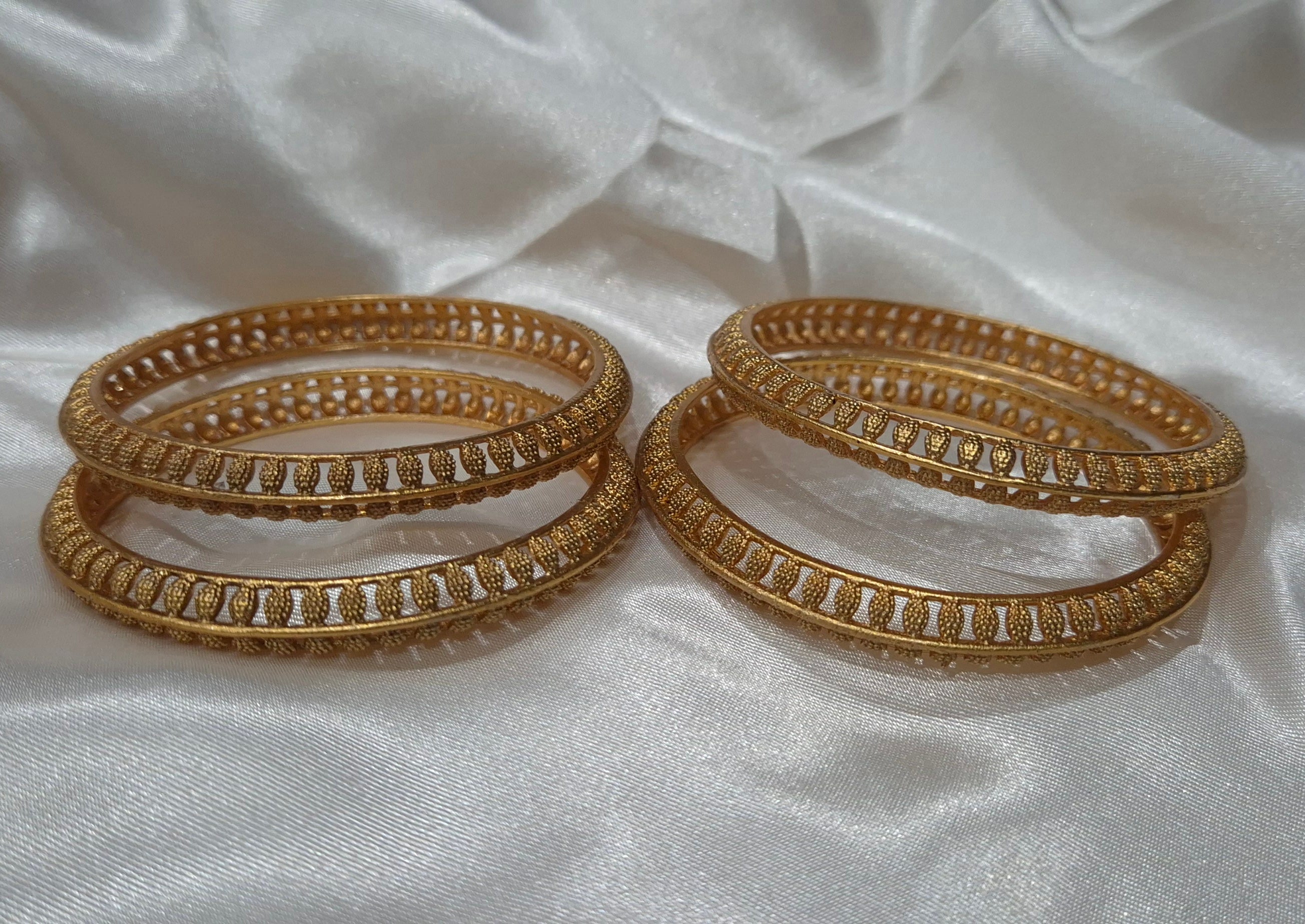 Antique Gold Filigree Bangles - Set of 4