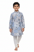 6-year-old boy in Blue Paisley Patchwork Kurta