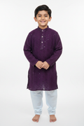 6-year-old boy in purple Chikankari Kurta Pyjama Set