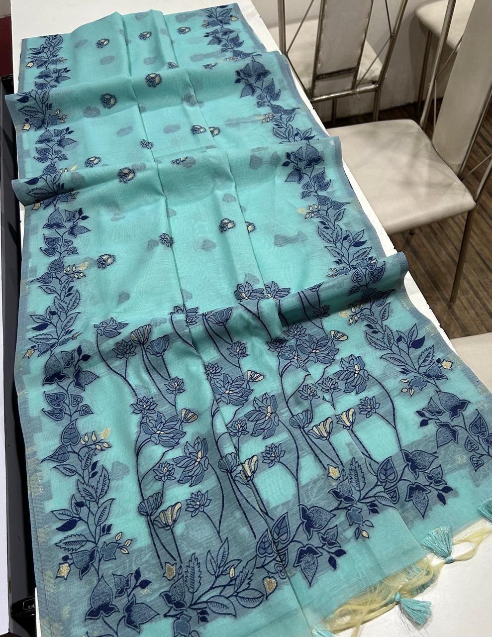 Chanderi Cotton Saree with Jamdani Pallu