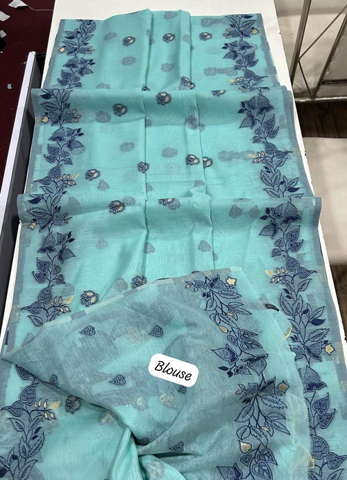 Chanderi Cotton Saree with Jamdani Pallu