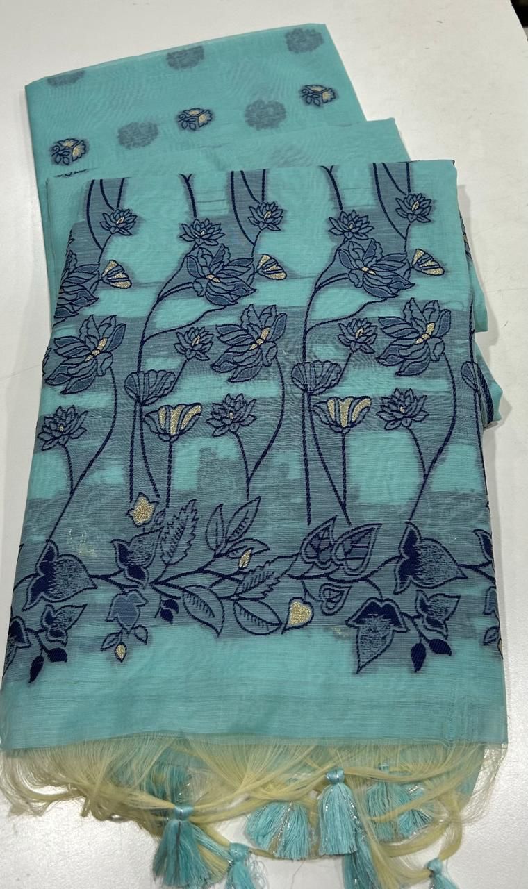 Chanderi Cotton Saree with Jamdani Pallu