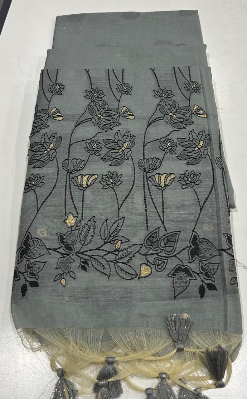Chanderi Cotton Saree with Jamdani Pallu