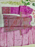 Pink Heavy Embroidered Kids Kurti Set