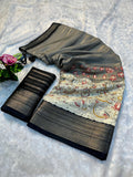 Grey Kalamkari Dola Silk Saree with Blouse