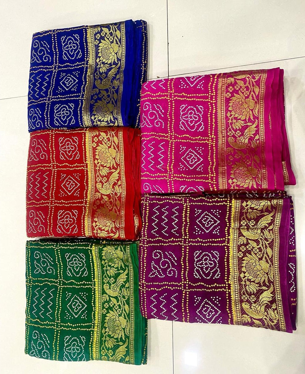 Blue Bandhani Kanjivaram Silk Saree