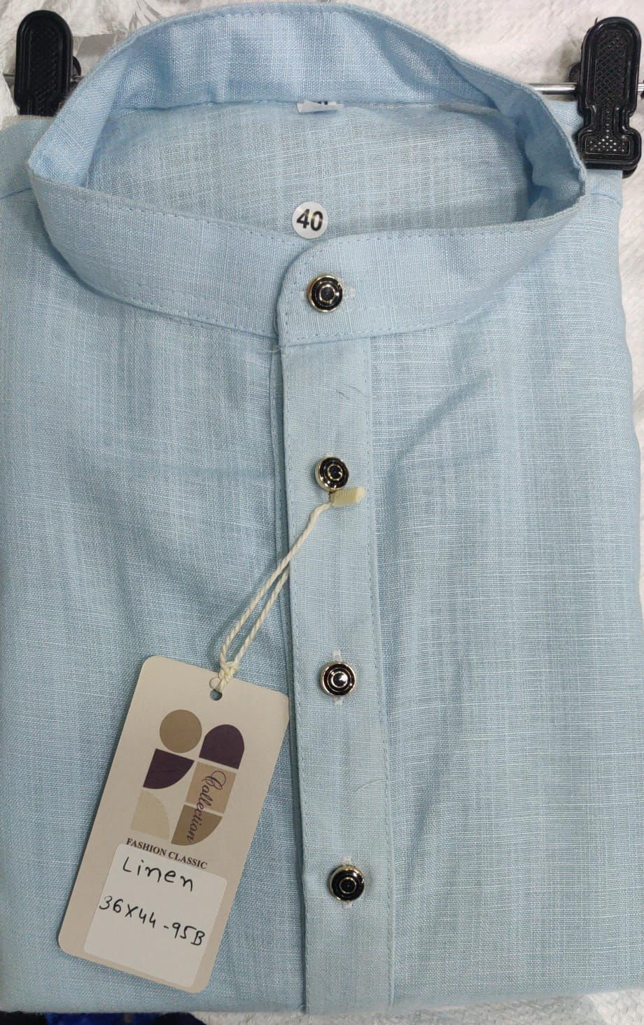 Light Blue Linen Kurta