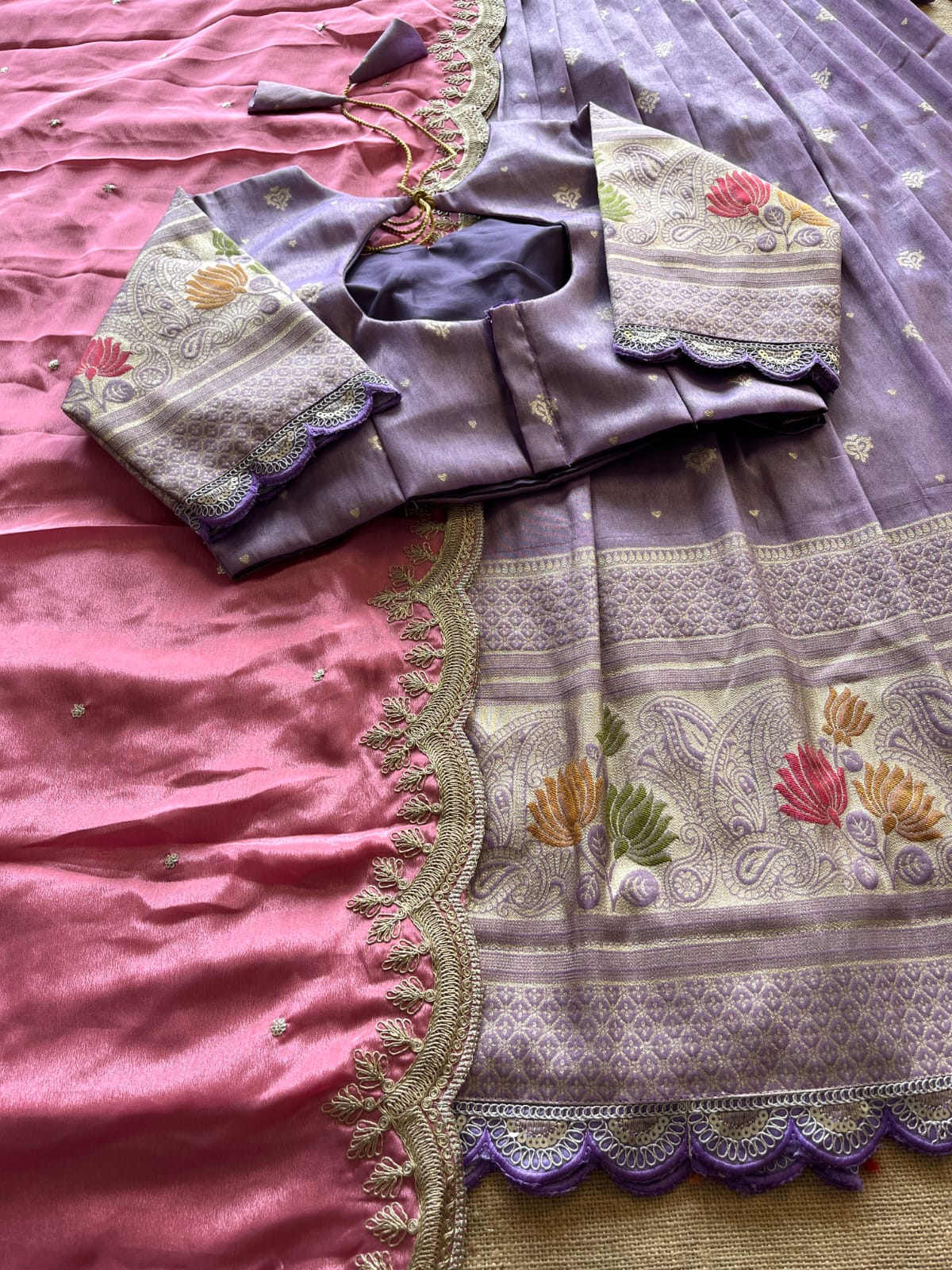 Lavender Viscose Tissue Lehenga Set