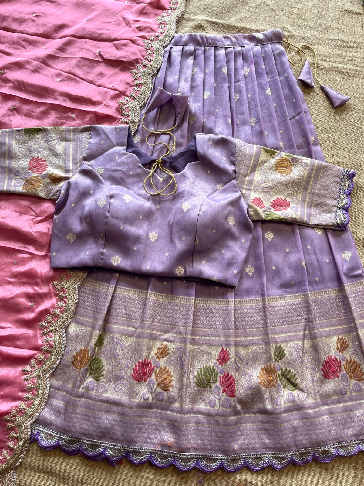 Lavender Viscose Tissue Lehenga Set
