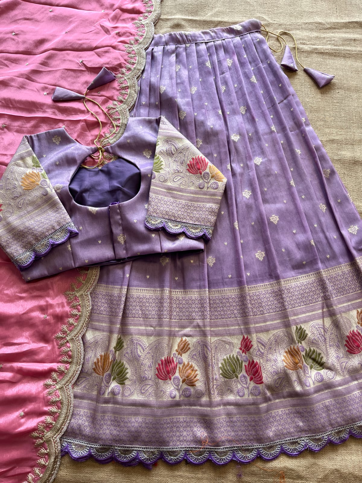 Lavender Viscose Tissue Lehenga Set
