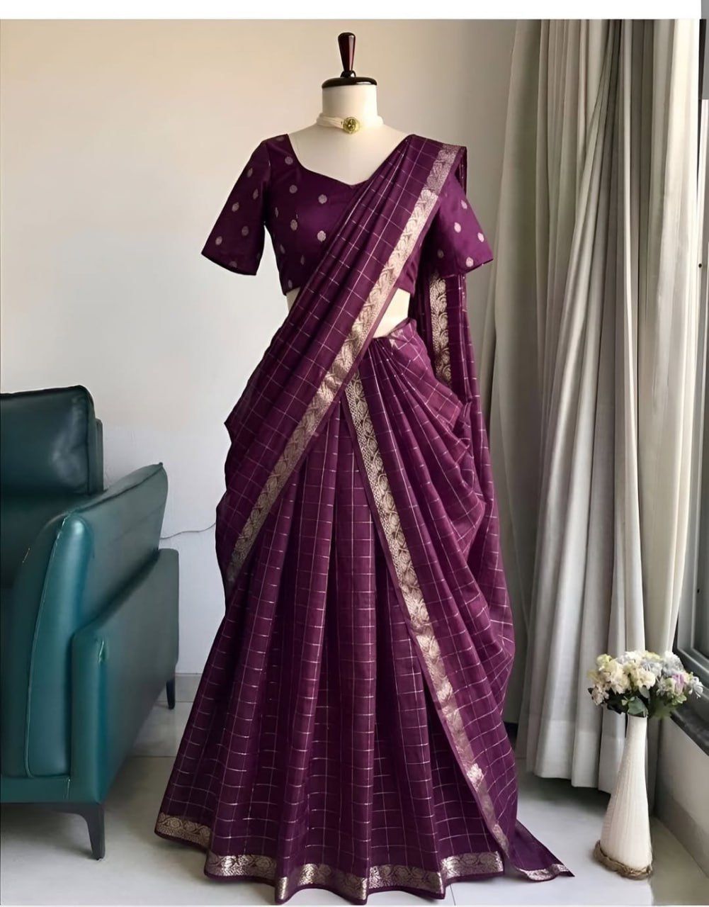 Dark Purple Viscose Georgette Lehenga Set