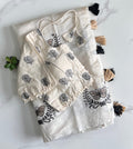Butterfly Two Chanderi Silk Saree - White (Leaf Embroidered Blouse)