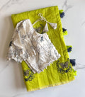 Butterfly Two Chanderi Silk Saree - Lime Green (Floral Blouse)