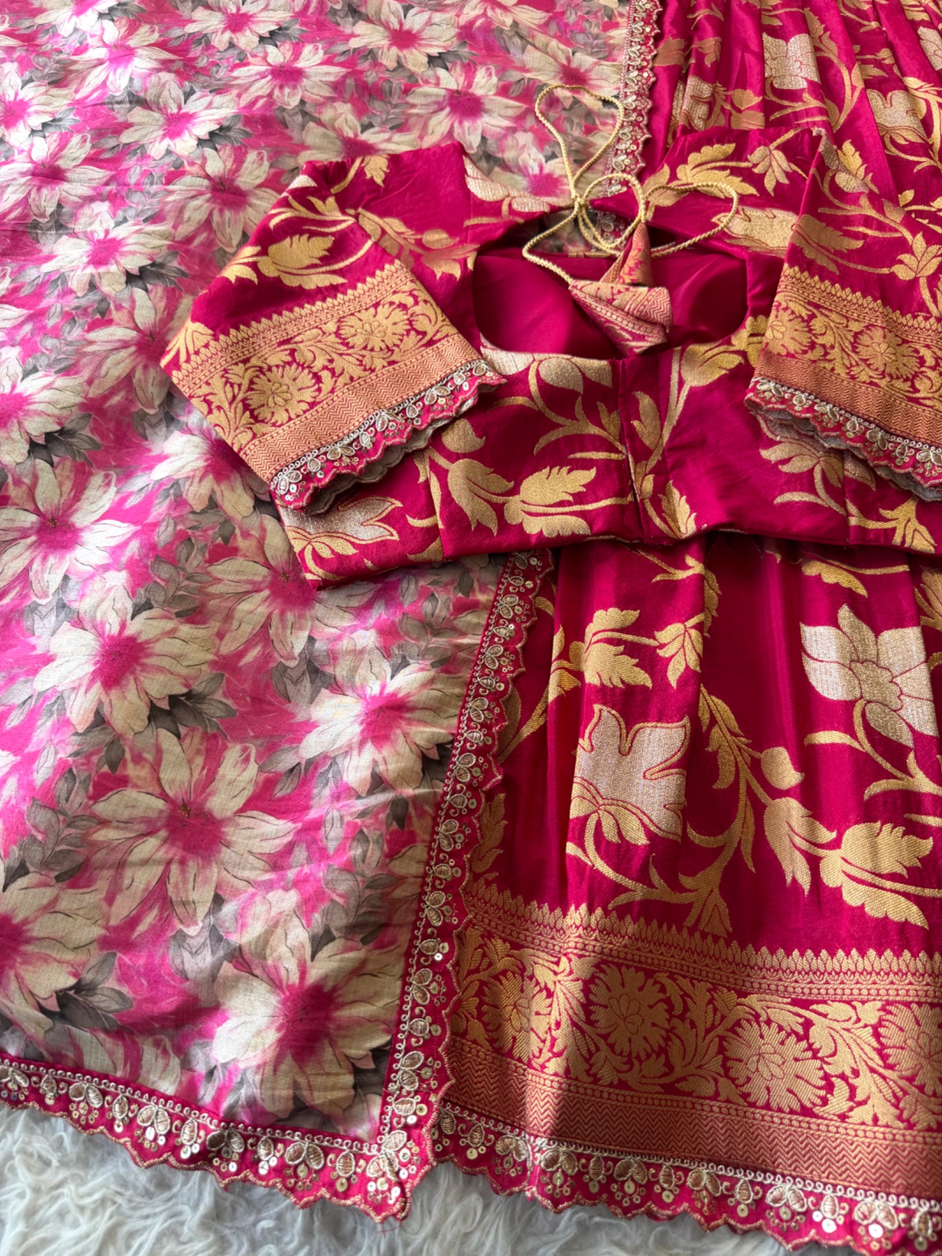 Golden Khadi Lehenga Set