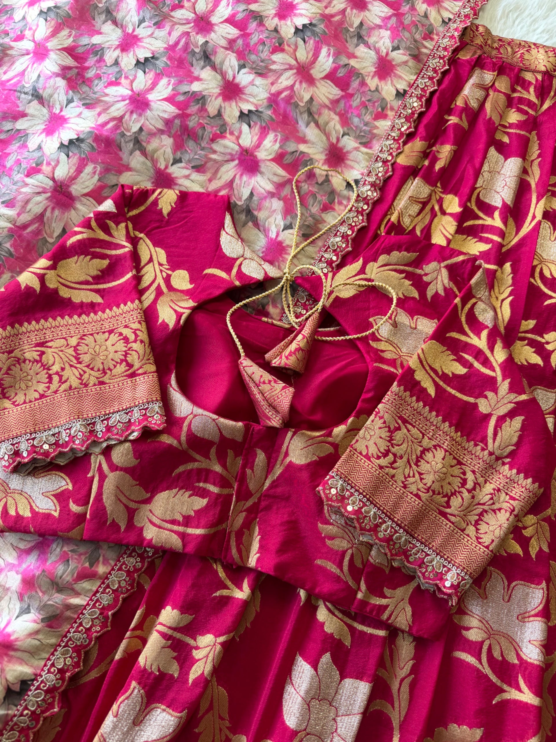 Golden Khadi Lehenga Set