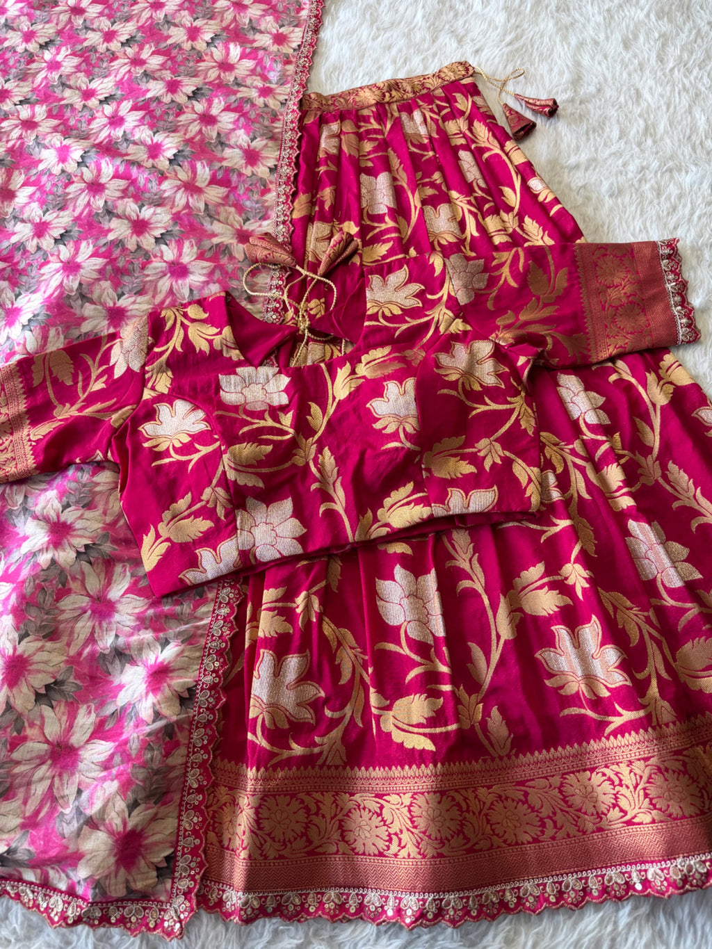 Golden Khadi Lehenga Set