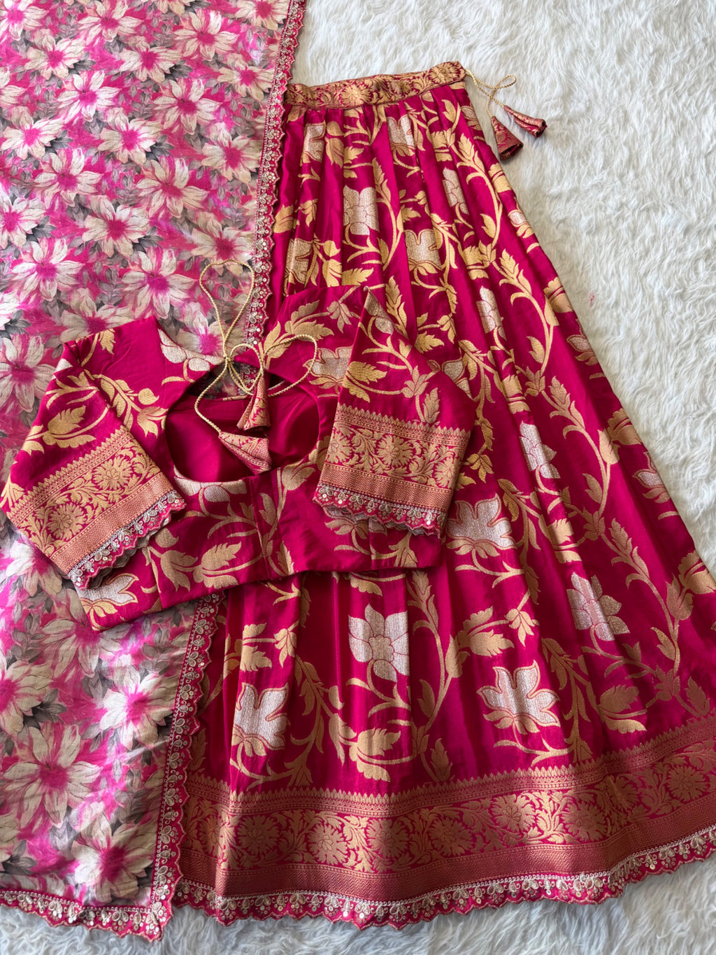 Golden Khadi Lehenga Set