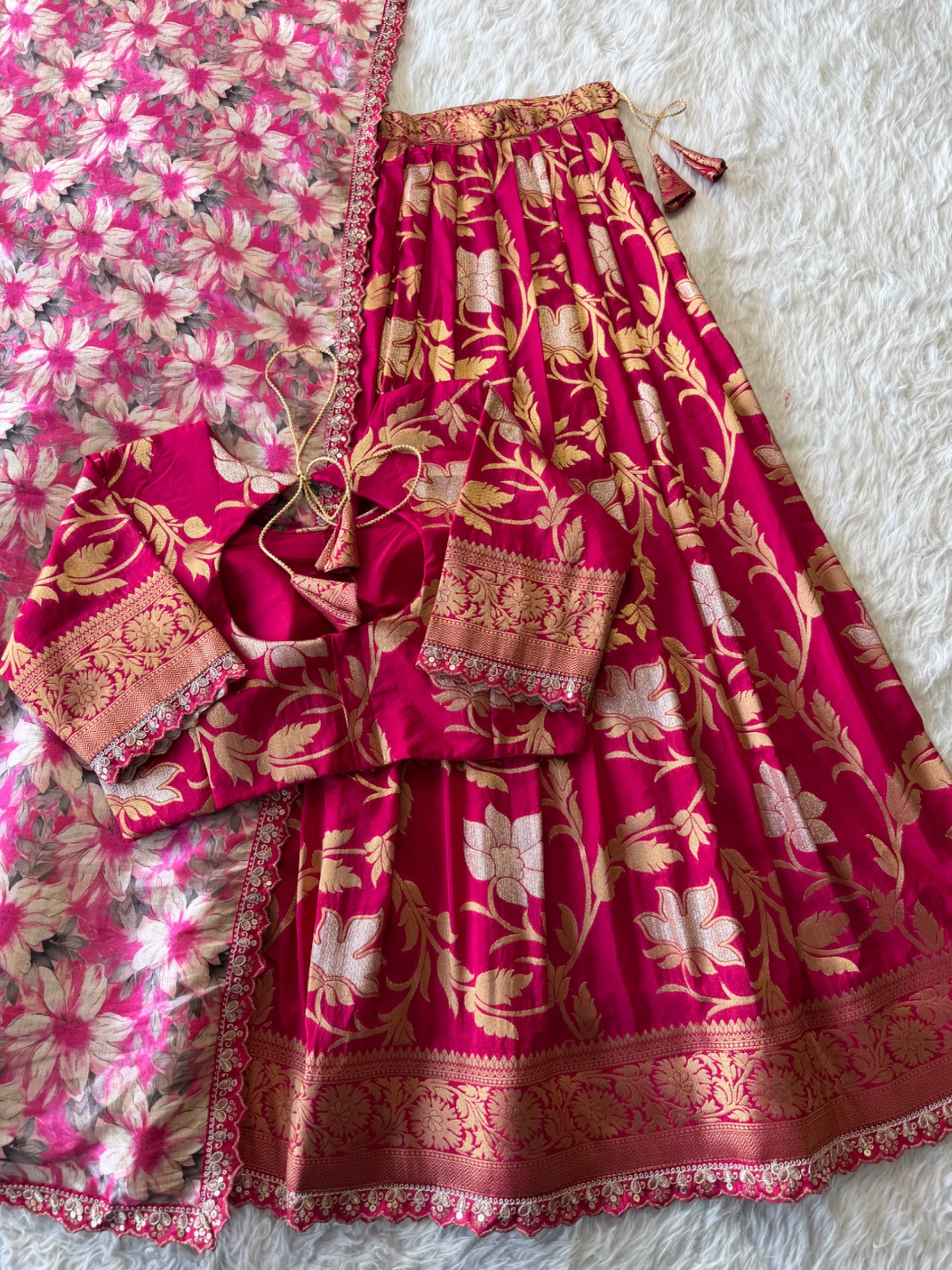 Golden Khadi Lehenga Set