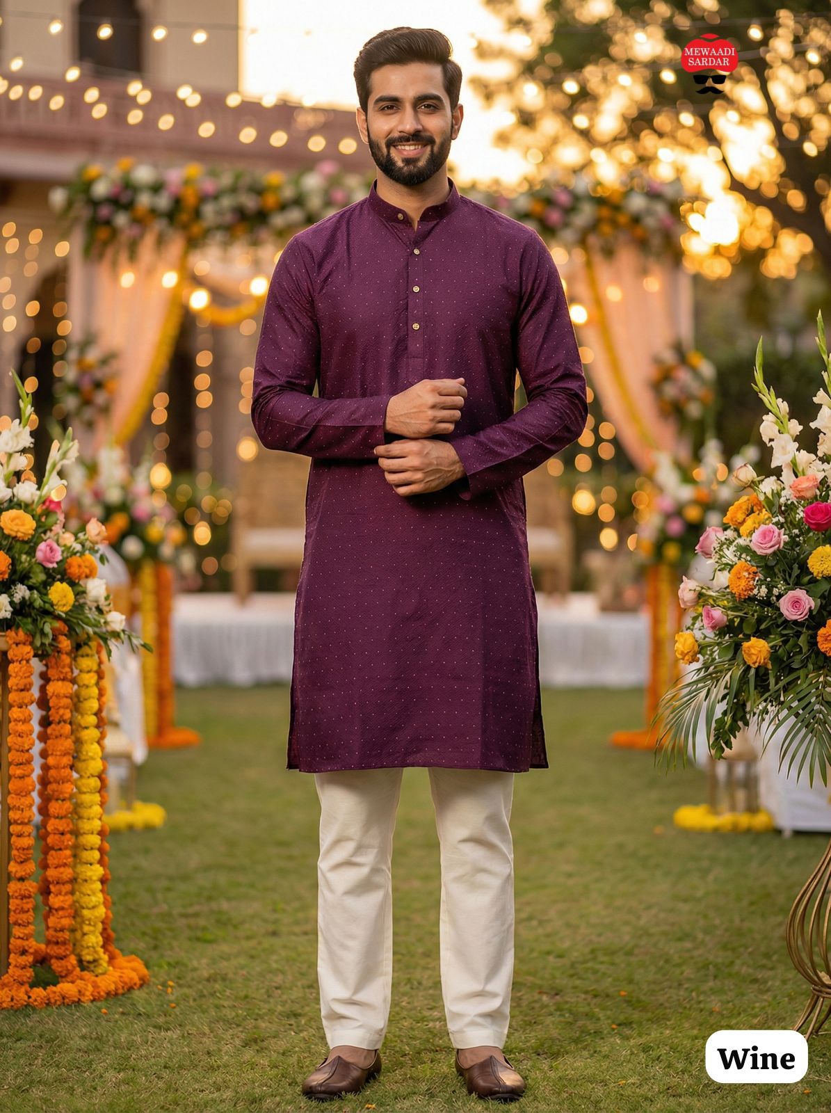 Men's Jacquard Kurta Pyjama Set