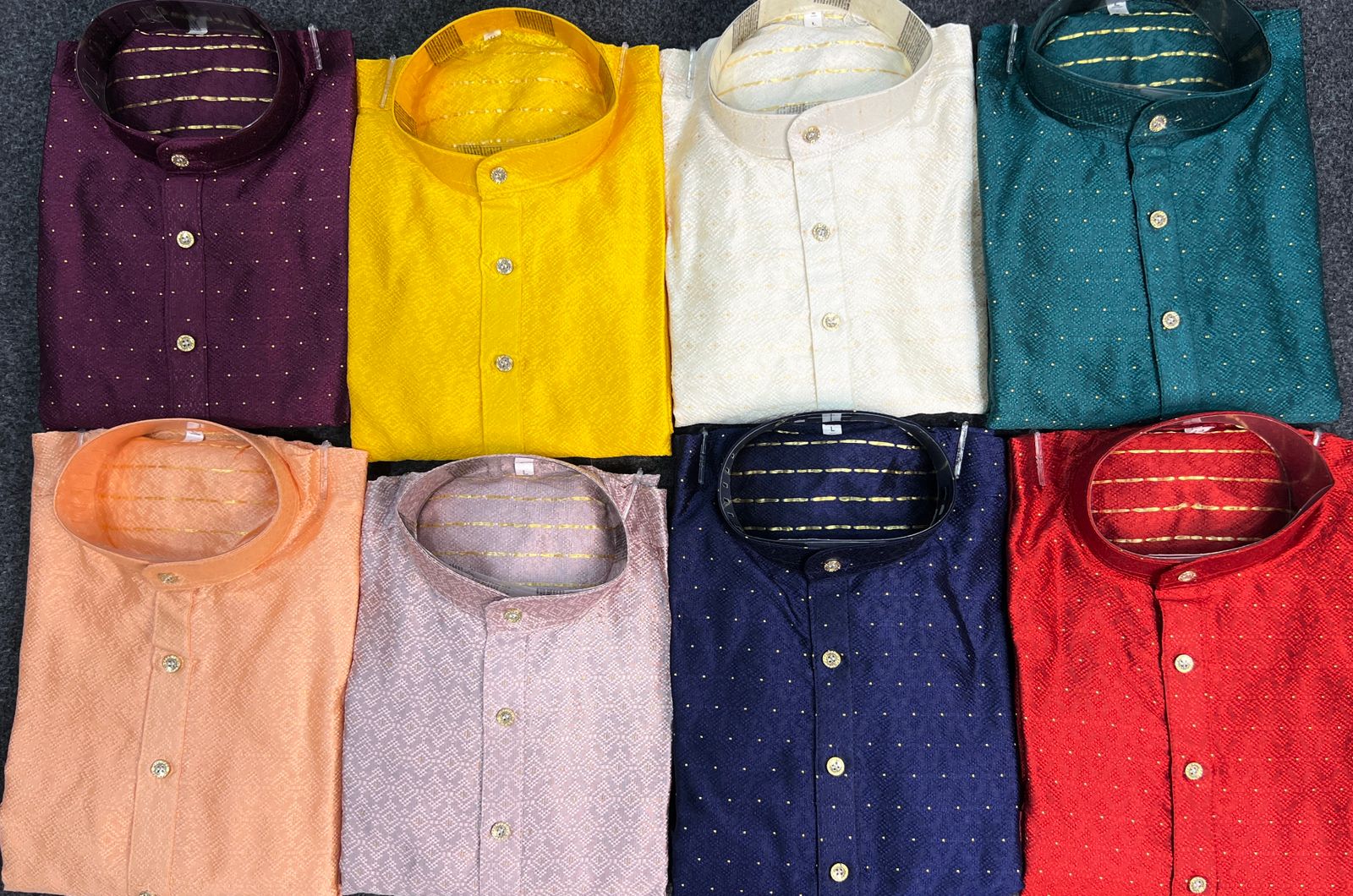 Men's Jacquard Kurta Pyjama Set - Blue