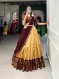 Kanchi Cotton Silk Lehenga Set – Olive Green & Red