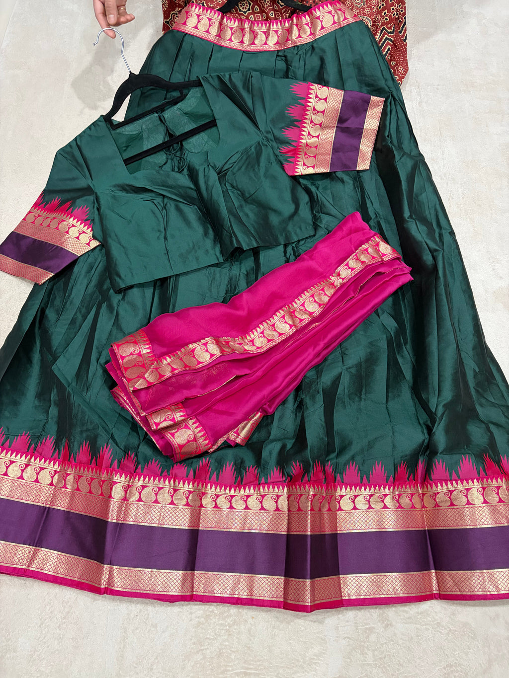 Kanchi Cotton Silk Lehenga Set with Contrast Dupatta - View 1