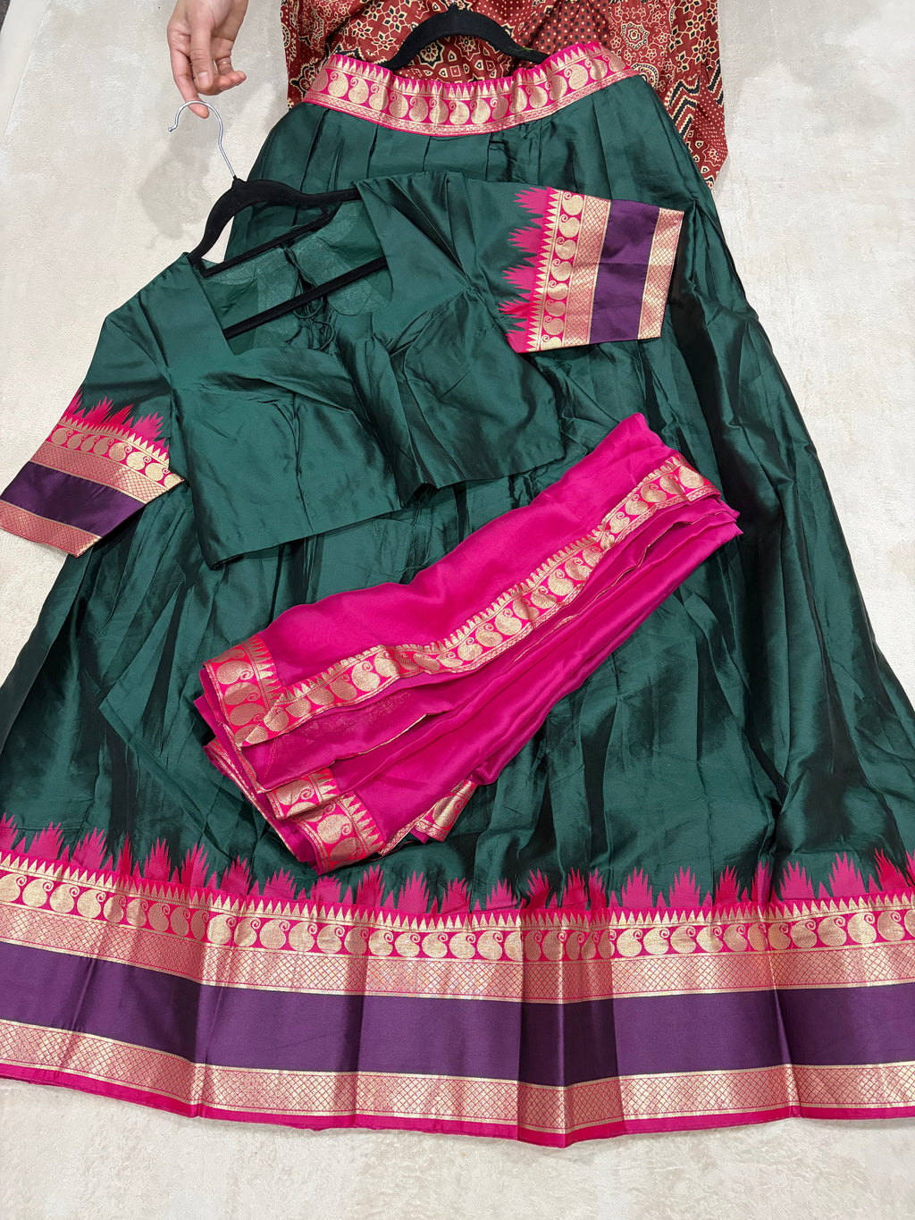 Kanchi Cotton Silk Lehenga Set with Contrast Dupatta - View 2
