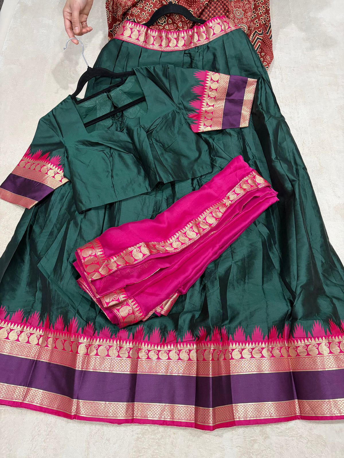Kanchi Cotton Silk Lehenga Set with Contrast Dupatta - View 2