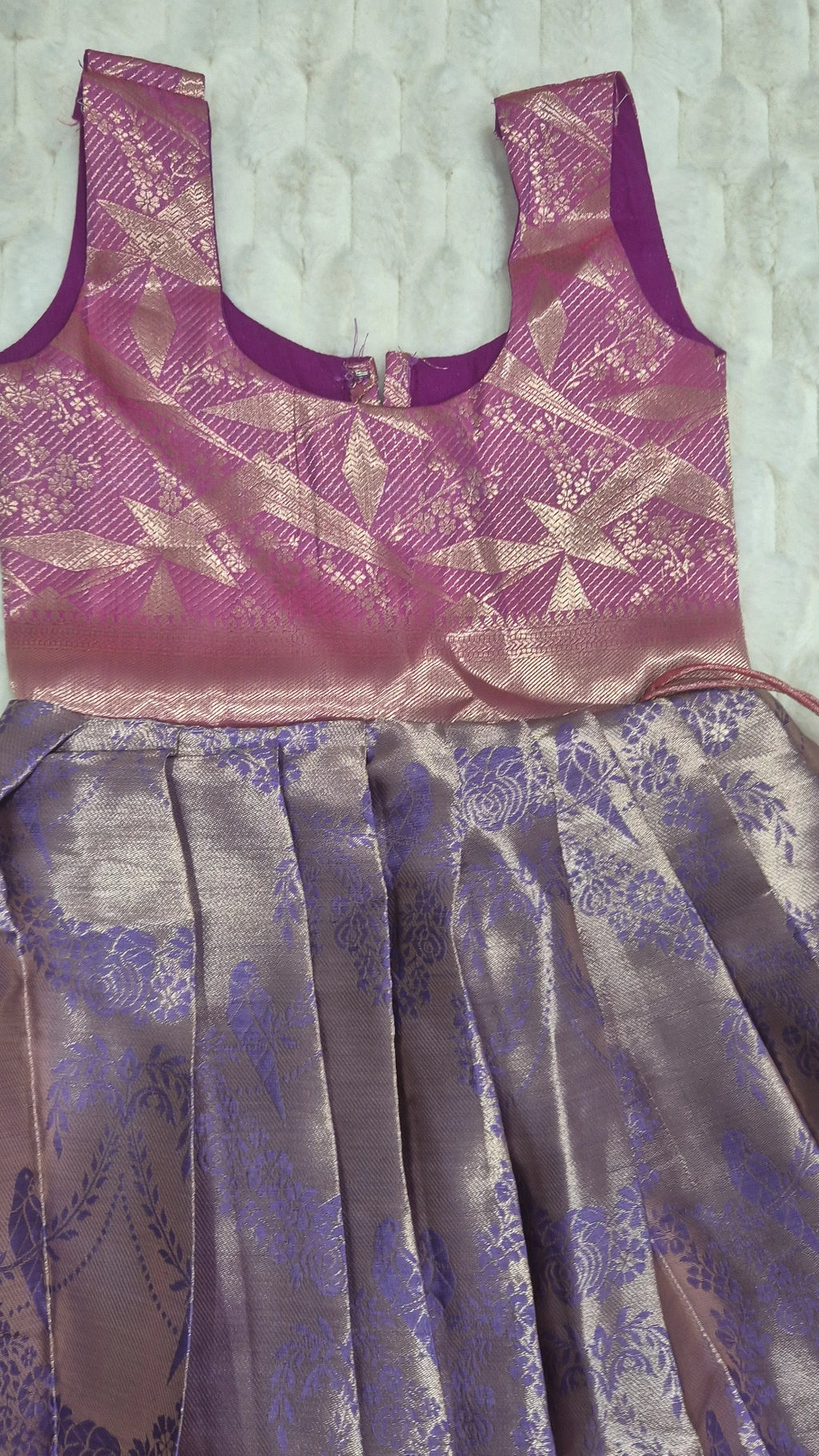 Purple Lavender Pattu Pavadai with Maggam Work Blouse – Kids 3 to 5 Years