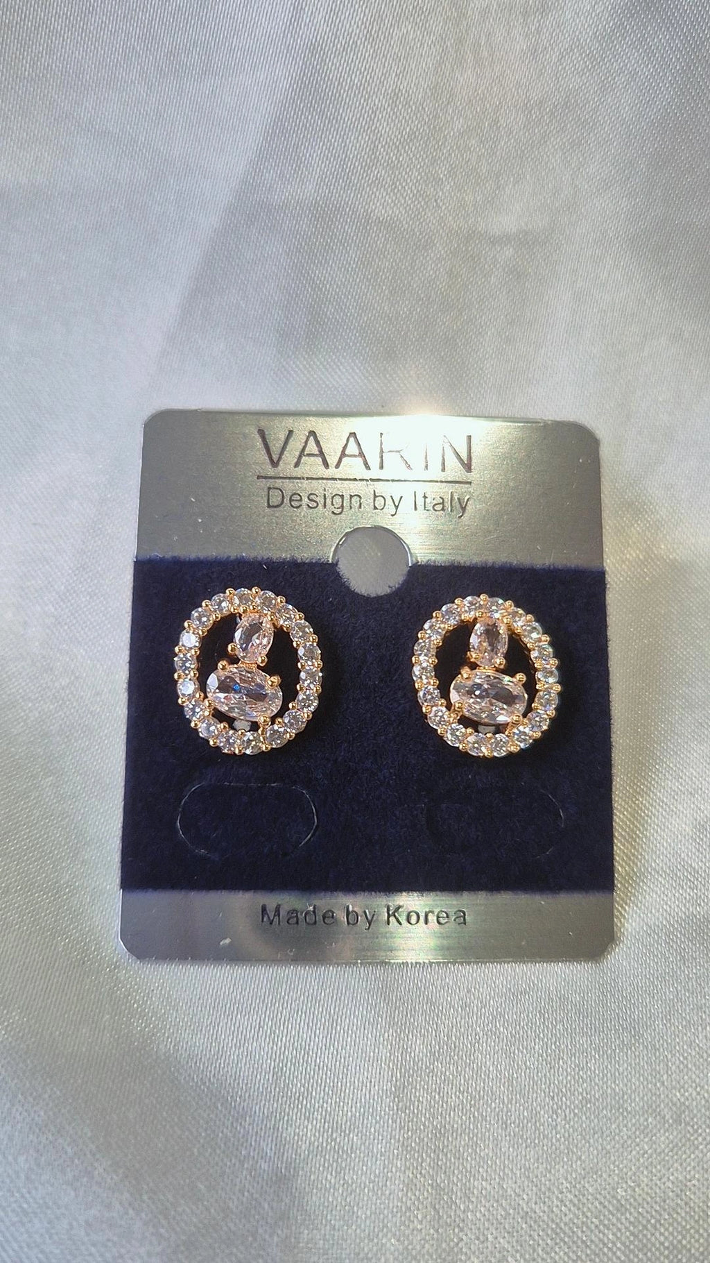 Rose Gold Oval Cluster CZ Stud Earrings