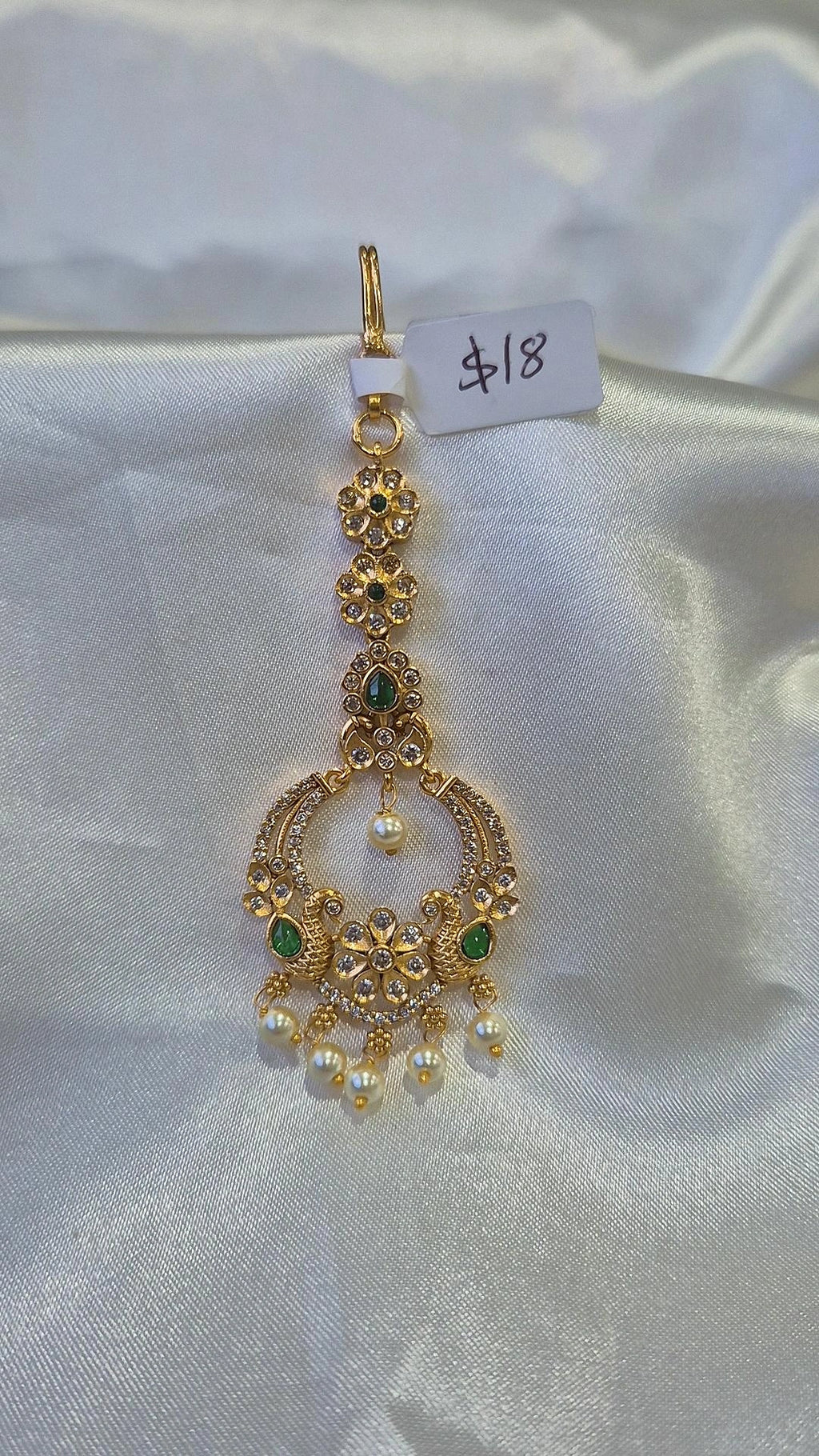 Gold Ruby Pink Lotus Maang Tikka
