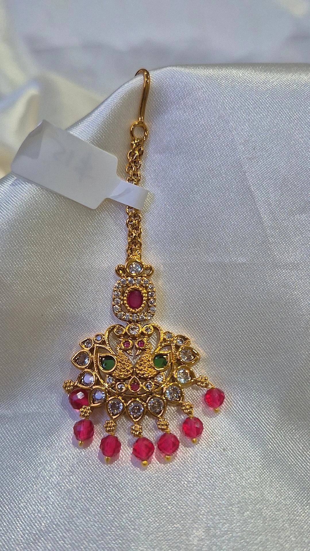 Gold Lakshmi Temple Crescent Maang Tikka