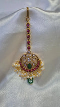 Gold Antique Temple Filigree Maang Tikka