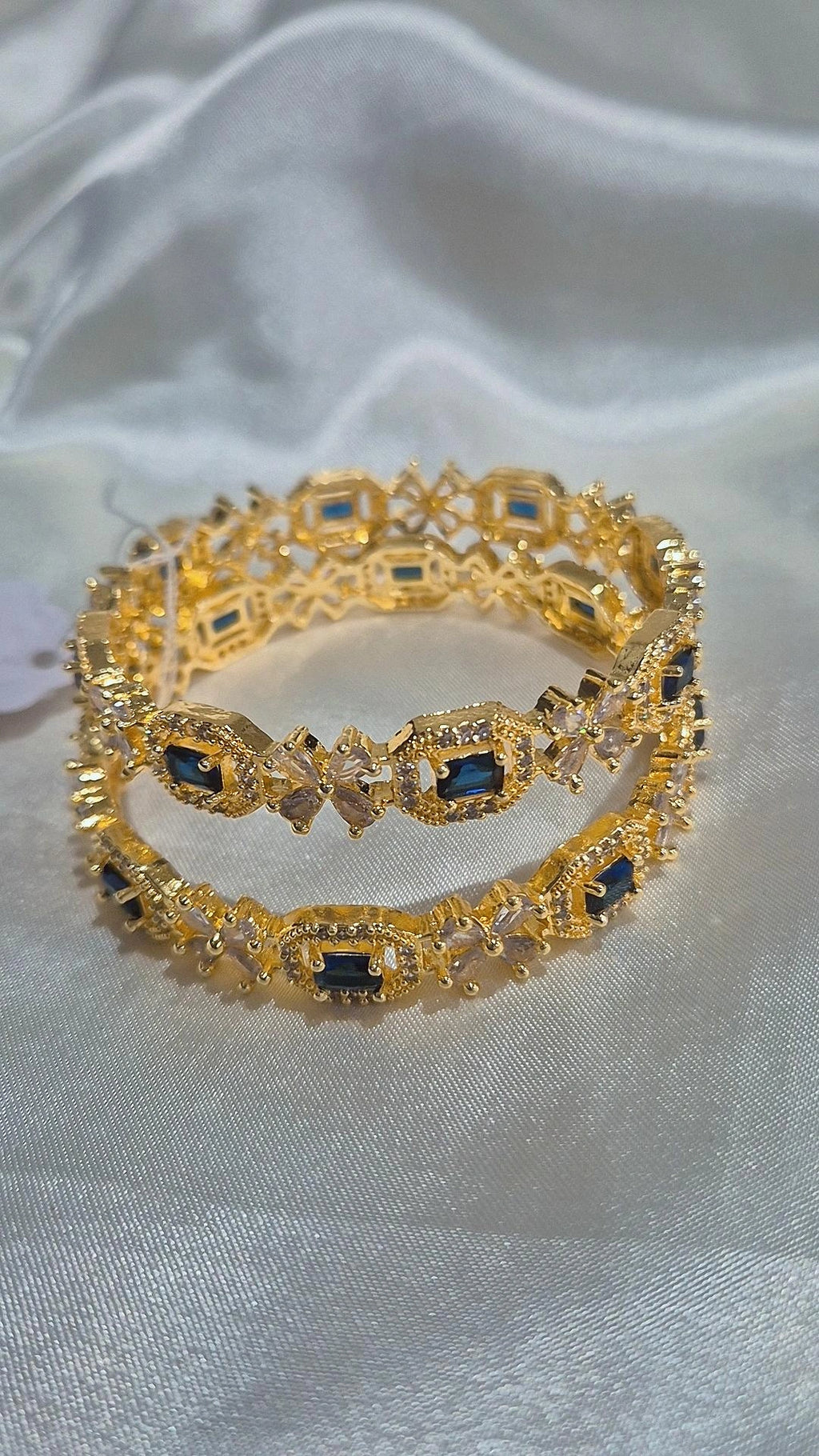 CZ Stone Bangle Set - Navy Blue