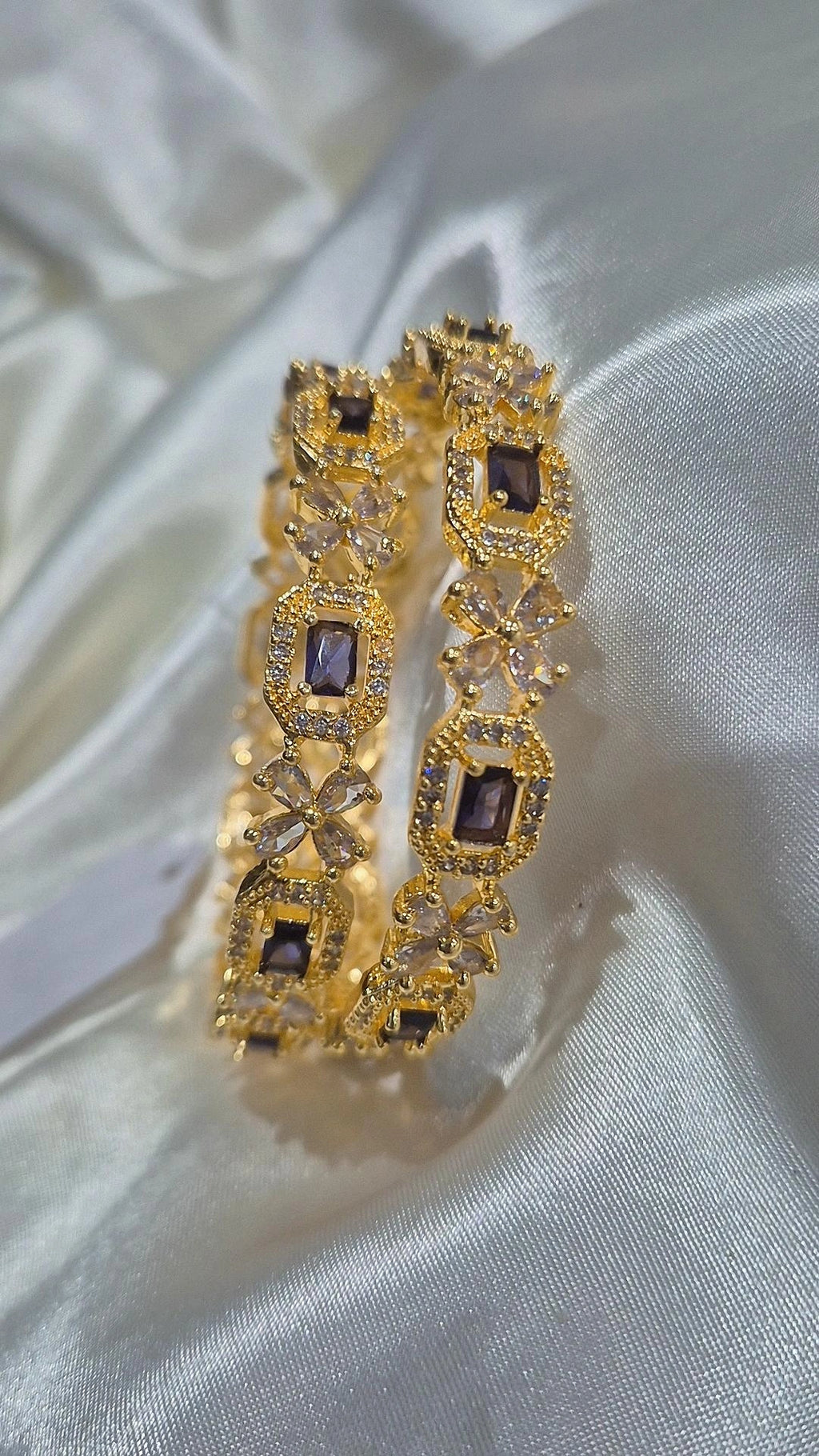 CZ Stone Bangle Set - Purple
