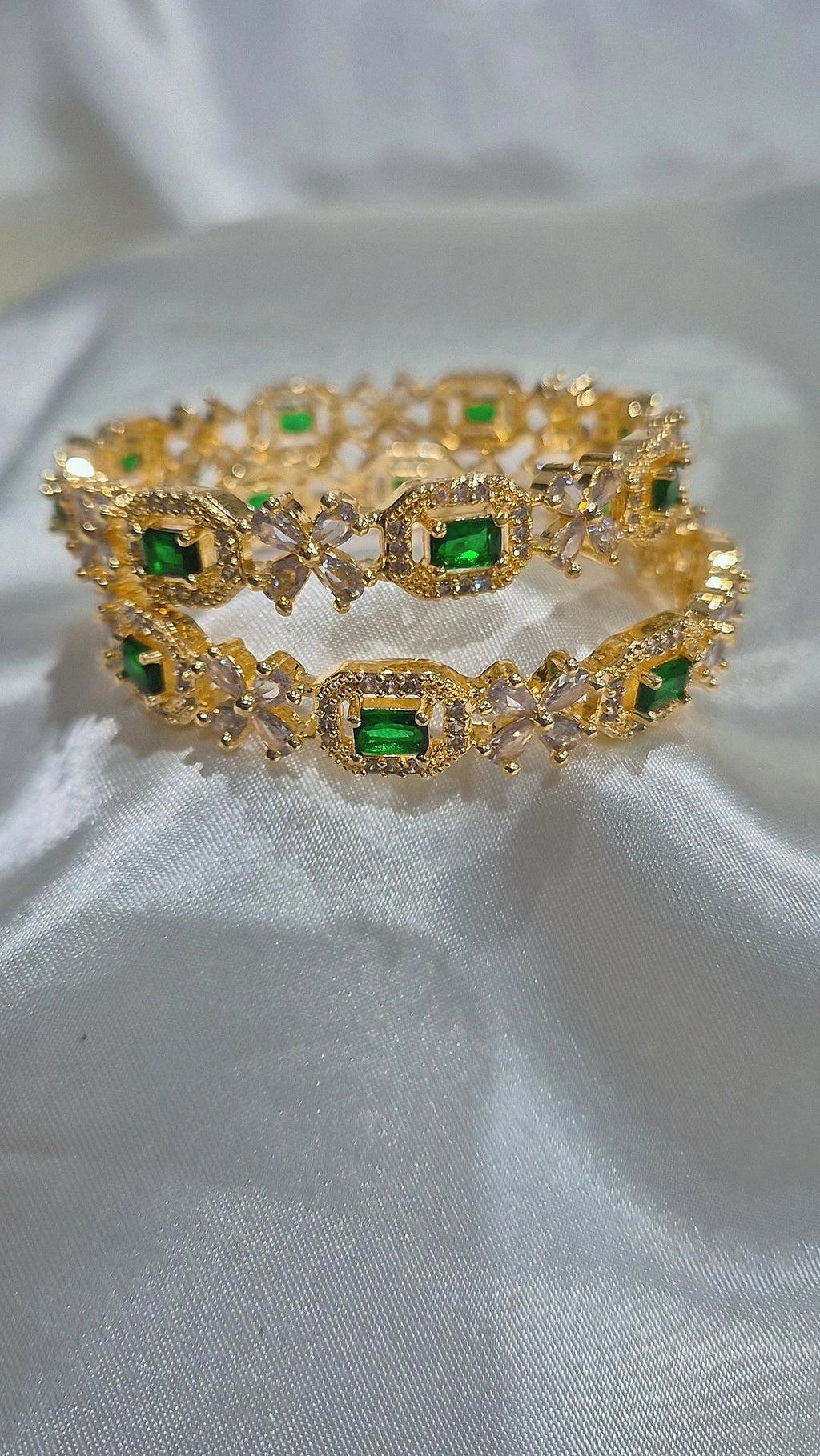 CZ Stone Bangle Set - Green