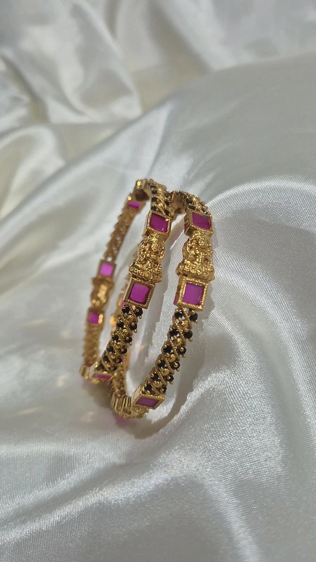 Temple Lakshmi Bangle Set - Pink