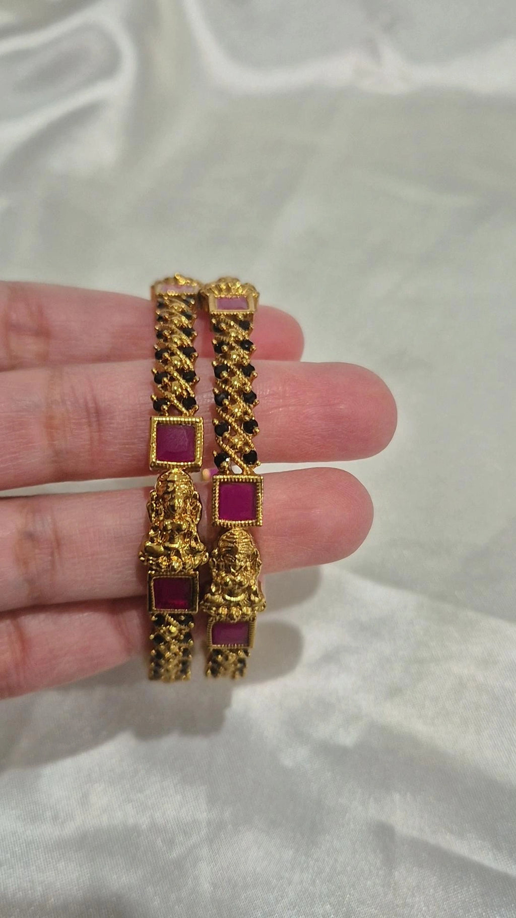 Temple Lakshmi Bangle Set - Pink