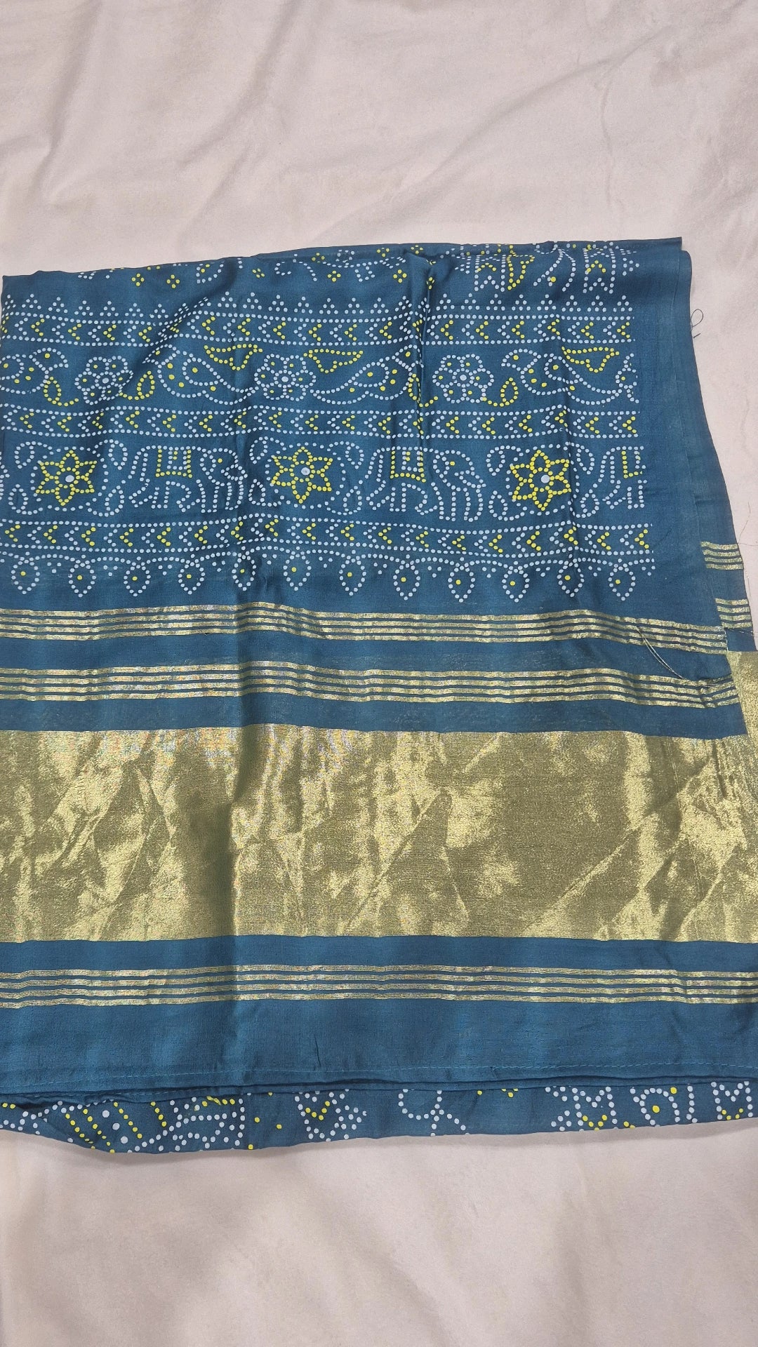 Silk Bandhani Lagdi Patta Dupatta - Mint Green