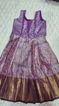 Kids Purple Pattu Lehenga with Gold Zari Skirt