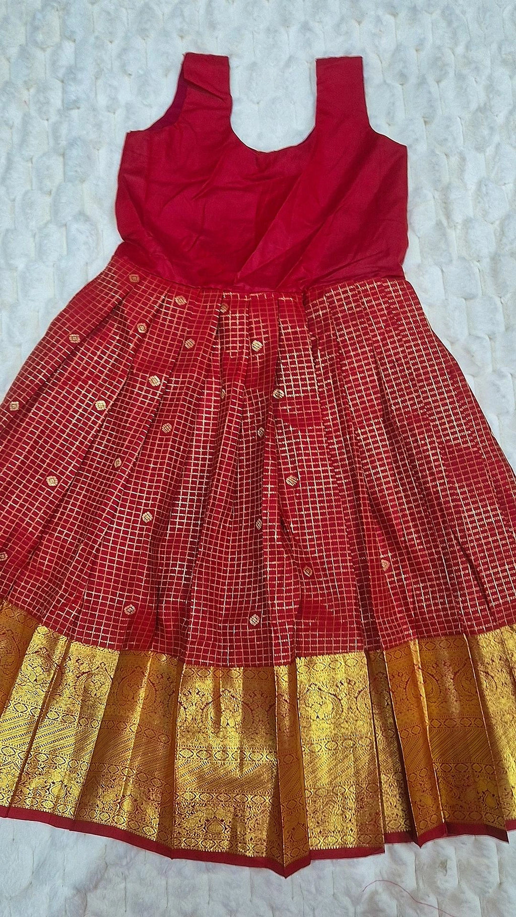 Kids Pattu Lehenga Red – front view