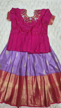 Kids Pattu Lehenga Lavender Pink – with pink embroidered blouse