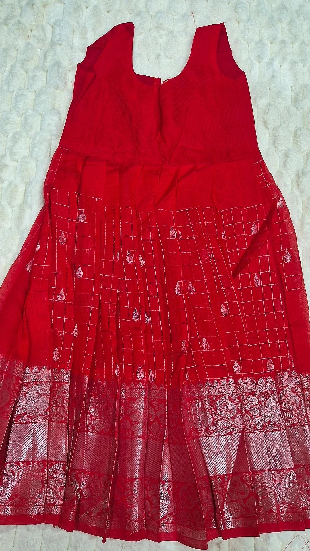 Kids Mangalagiri Pattu Lehenga Red – full dress front view