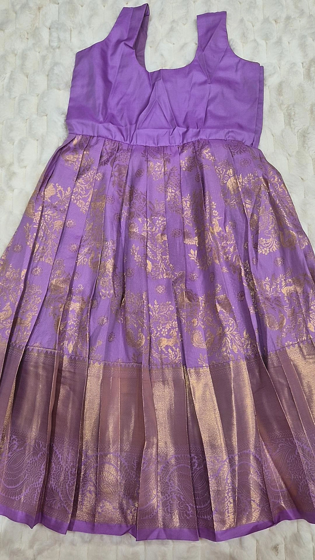 Kids Pattu Lehenga Purple – skirt front view