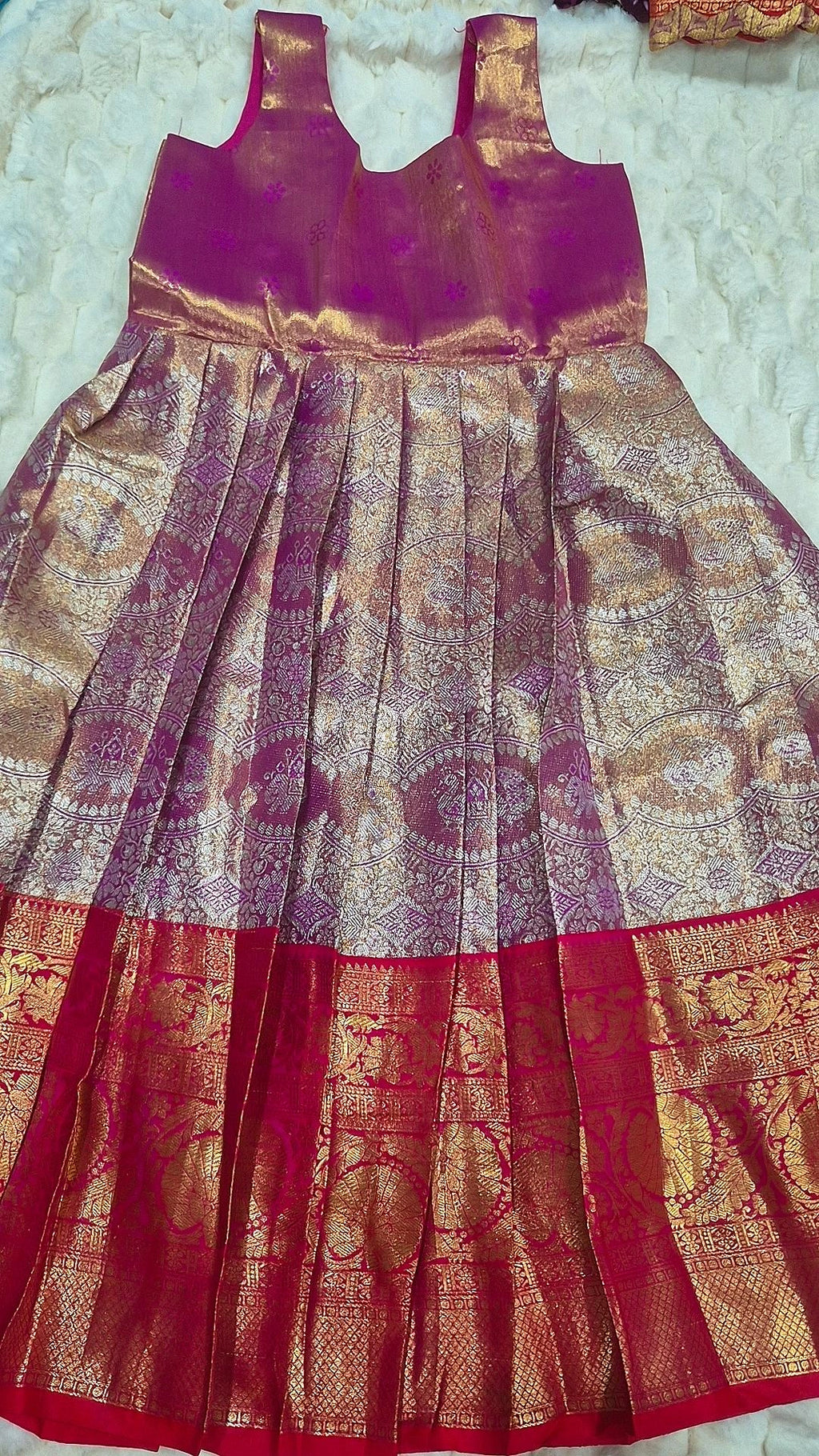 Kids Banarasi Lehenga Purple Red – skirt with purple brocade blouse