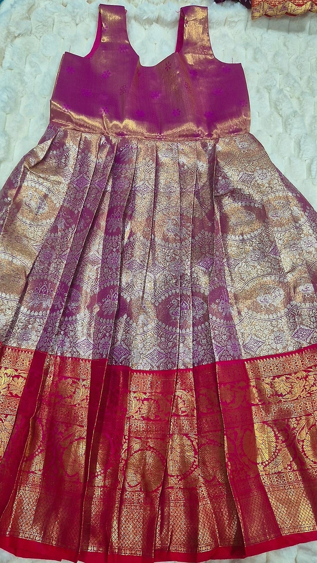 Kids Banarasi Lehenga Purple Red – skirt with purple brocade blouse