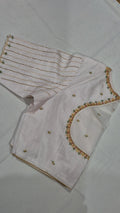 White hand work saree blouse - front view